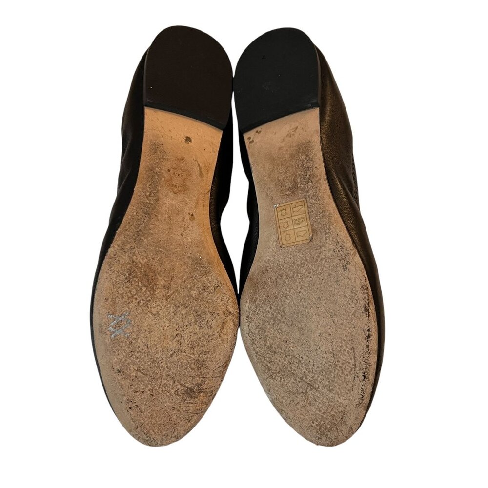 Tory Burch Liana Embellished Ballet Flats Black Leather Size 9 Rhineston… - Picture 6 of 13
